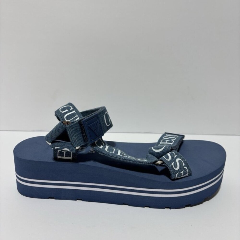 Guess Women’s Avin Blue Platform Sandals, Size 8.5 M